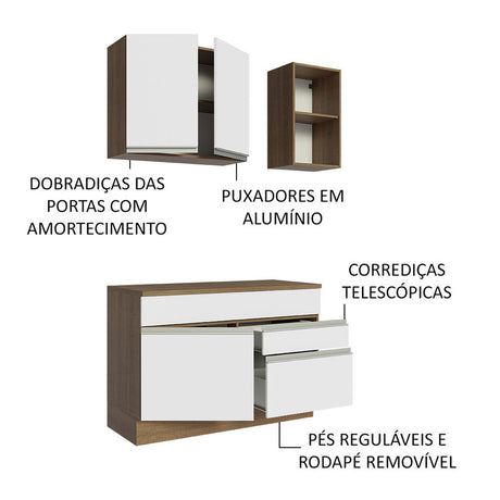 Cocina Integral Glamy Marron y Blanco 120x225cm con Mesón y sin Pozuelo - COCINAS | Bylmo