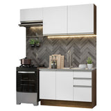 Cocina Integral Glamy Compacta 180x225 cm Marrón y Blanco Resistente y Moderna. - COCINAS | Bylmo