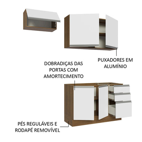 Cocina Integral Glamy Compacta 180x225 cm Marrón y Blanco Resistente y Moderna. - COCINAS | Bylmo