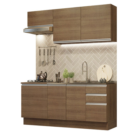 Cocina Integral Glamy 180x225cm Marrón Moderna y Funcional - COCINAS | Bylmo