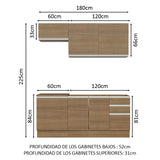 Cocina Integral Glamy 180x225cm Marrón Moderna y Funcional - COCINAS | Bylmo