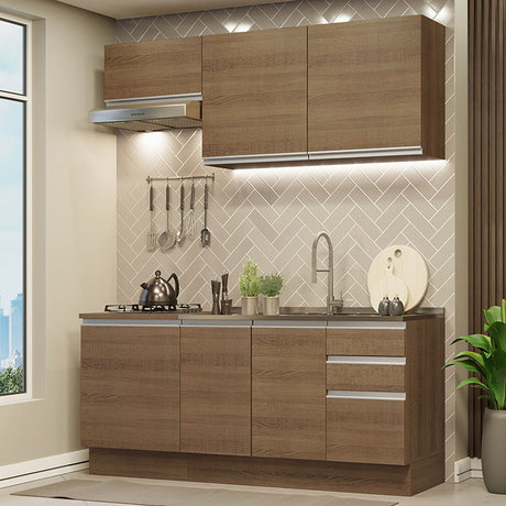 Cocina Integral Glamy 180x225cm Marrón Moderna y Funcional - COCINAS | Bylmo