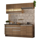 Cocina Integral Glamy Marron 200x225cm con Mesón y sin Pozuelo - COCINAS | Bylmo
