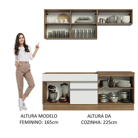 Cocina Integral Glamy Marron y Blanco 200x225cm con Mesón y sin Pozuelo - COCINAS | Bylmo