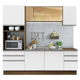 Cocina Integral Karen Marron y Blanco 220x225cm con Mesón y sin Pozuelo - COCINAS | Bylmo