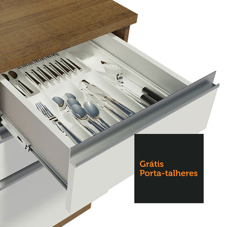Cocina Integral Karen Marron y Blanco 220x225cm con Mesón y sin Pozuelo - COCINAS | Bylmo