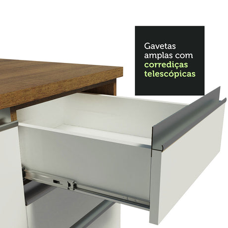 Cocina Integral Parma 220x225cm Marron y Blanco Moderna - COCINAS | Bylmo