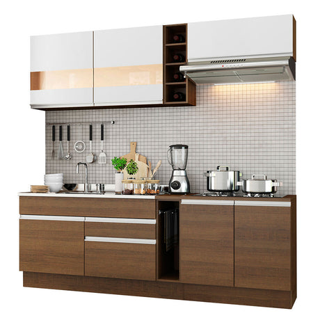Cocina Integral Parma 220x225 MDP Marrón y Blanco Diseño Moderno - COCINAS | Bylmo