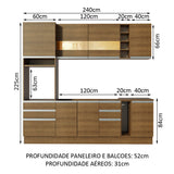 Cocina Integral Lazio Marron 240x225cm con Mesón y sin Pozuelo - COCINAS | Bylmo