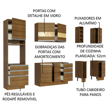 Cocina Integral Lazio Marron 240x225cm con Mesón y sin Pozuelo - COCINAS | Bylmo