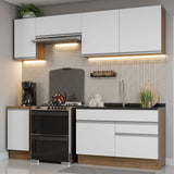 Cocina Integral Glamy Marron y Blanco 240x225cm con Mesón y sin Pozuelo - COCINAS | Bylmo