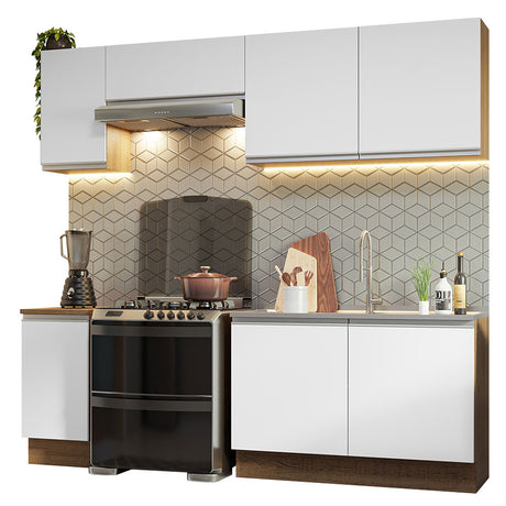 Cocina Integral Glamy Marron y Blanco 240x225cm sin Mesón y sin Pozuelo - COCINAS | Bylmo