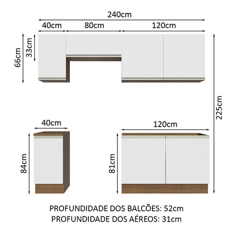 Cocina Integral Glamy Marron y Blanco 240x225cm sin Mesón y sin Pozuelo - COCINAS | Bylmo