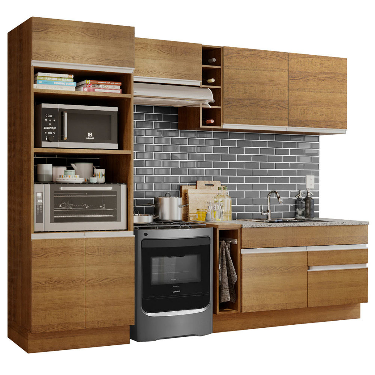 Cocina Integral Jade Marron 270x225cm con Mesón y sin Pozuelo - COCINAS | Bylmo