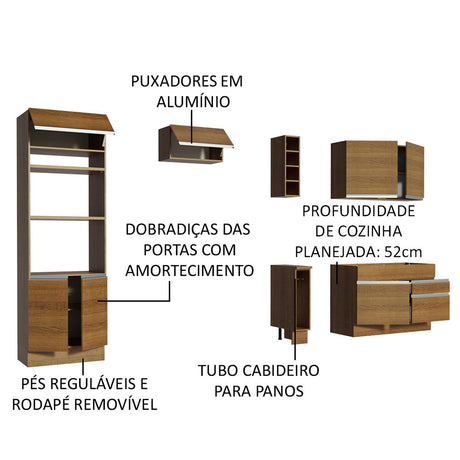 Cocina Integral Jade Marron 270x225cm con Mesón y sin Pozuelo - COCINAS | Bylmo