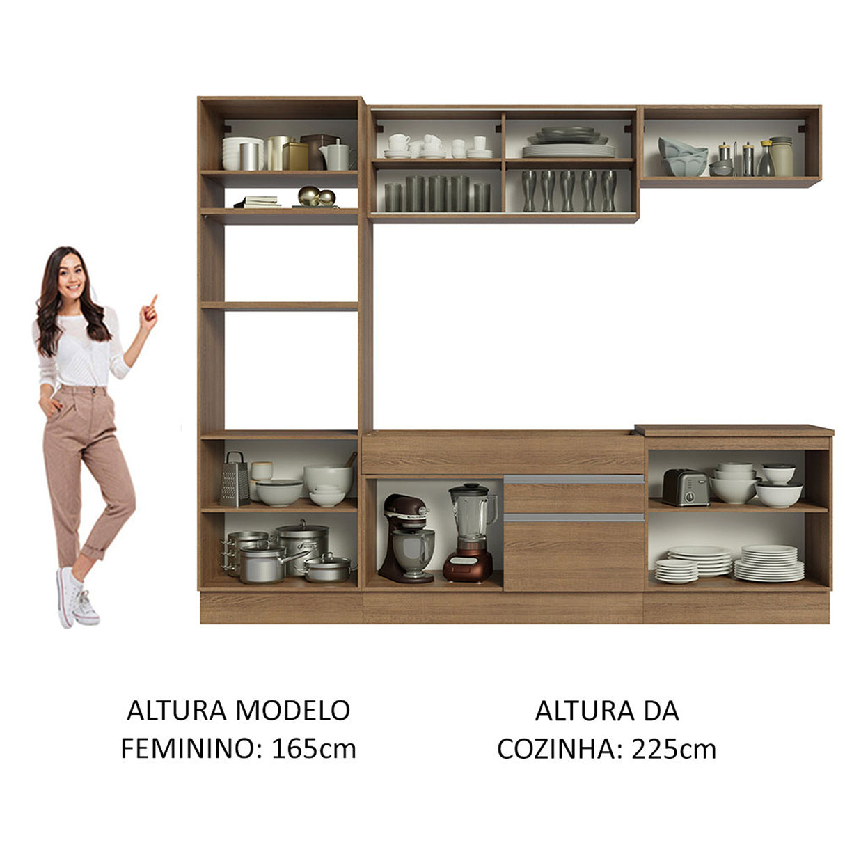 Cocina Integral Glamy Marrón Moderna 270x225cm MDP Siete Capas - COCINAS | Bylmo