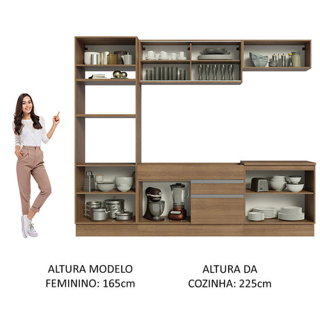 Cocina Integral Glamy Marrón Moderna 270x225cm MDP Siete Capas - COCINAS | Bylmo