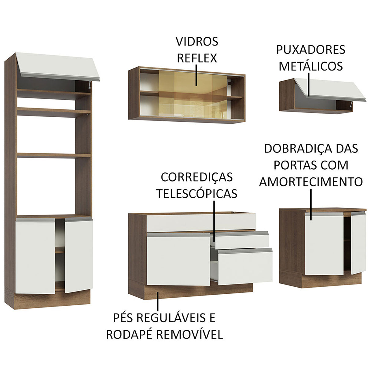 Cocina Integral Glamy 270x225 Marrón y Blanco Moderna Amplia y Práctica. - COCINAS | Bylmo