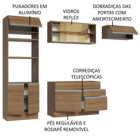 Cocina Integral Glamy Moderna 270x225x52cm Blanco MDP - COCINAS | Bylmo