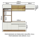 Cocina Integral Glamy 270x225 Blanco MDP Siete Capas - COCINAS | Bylmo