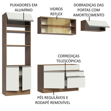 Cocina Integral Glamy 270x225 Blanco MDP Siete Capas - COCINAS | Bylmo