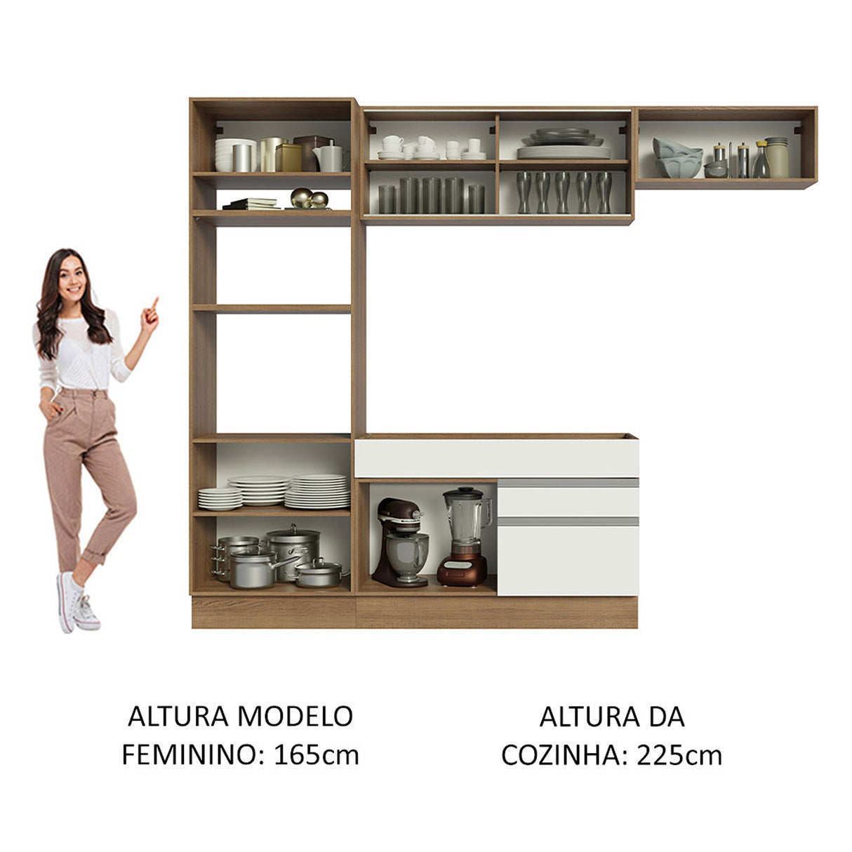 Cocina Integral Glamy 270x225 Blanco MDP Siete Capas - COCINAS | Bylmo