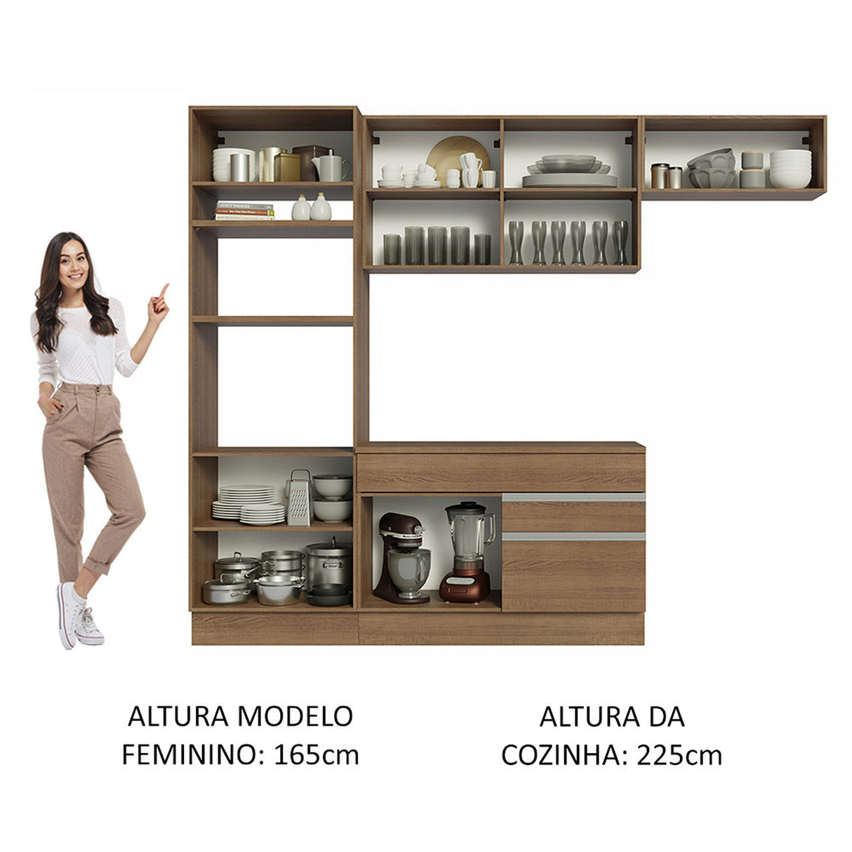 Cocina Integral Glamy 270x225 Marrón Moderna espaciosa y resistente. - COCINAS | Bylmo