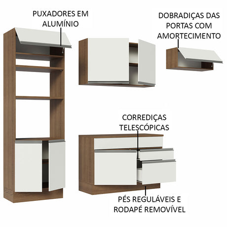 Cocina Integral Glamy 270x225 Marrón y Blanco MDP Modular - COCINAS | Bylmo