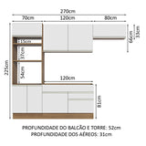 Cocina Integral Glamy 270x225x52 Marrón y Blanco Siete capas Pintura Poliéster - COCINAS | Bylmo