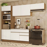 Cocina Integral Glamy 270x225x52 Marrón y Blanco Siete capas Pintura Poliéster - COCINAS | Bylmo