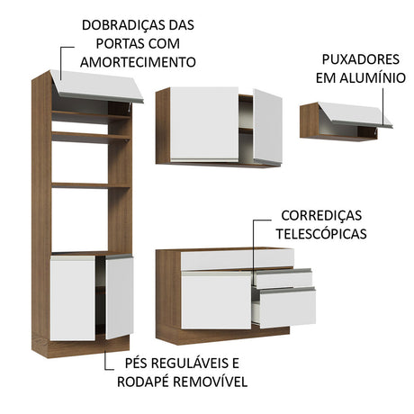 Cocina Integral Glamy 270x225x52 Marrón y Blanco Siete capas Pintura Poliéster - COCINAS | Bylmo