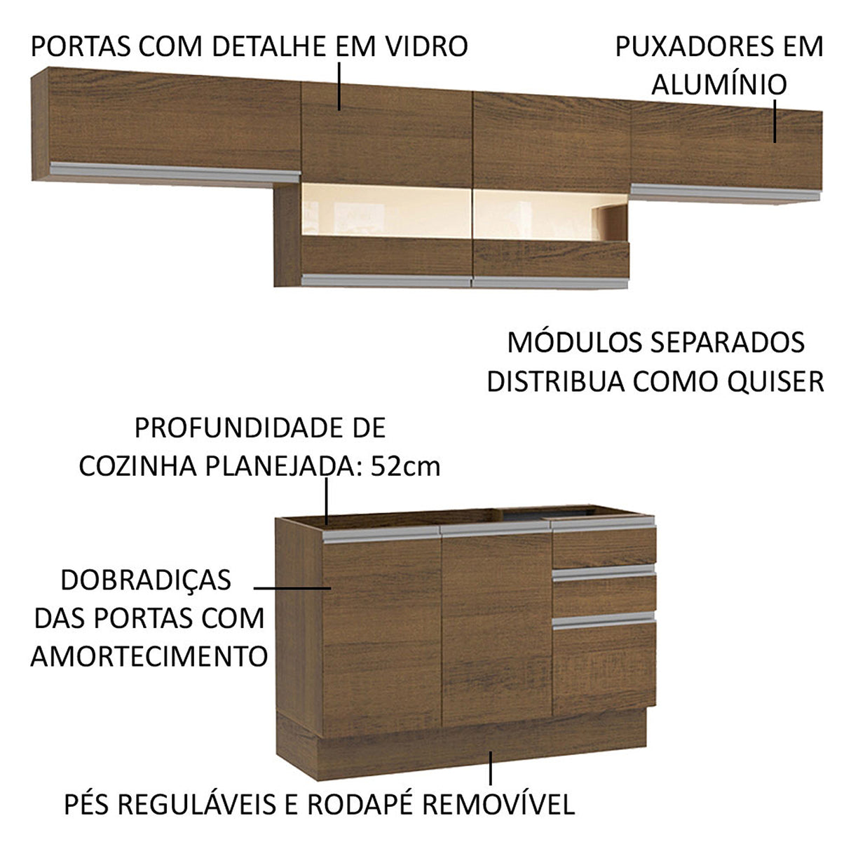 Cocina Integral Marina Marron 280x225cm sin Mesón y sin Pozuelo - COCINAS | Bylmo