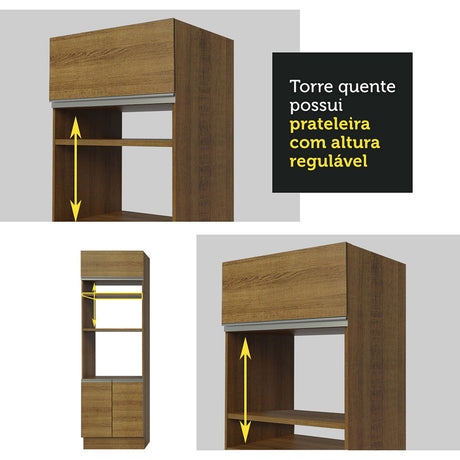 Cocina Integral Vicenza Marron 290x225cm con Mesón sin Pozuelo y con Dos Cajones - COCINAS | Bylmo