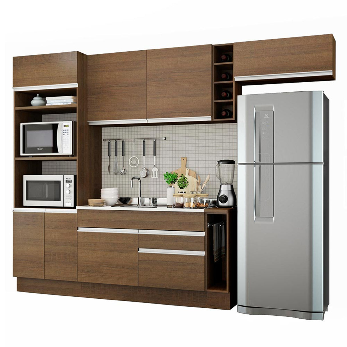 Cocina Integral Safira Glamy Marron 290x225cm sin Mesón y sin Pozuelo - COCINAS | Bylmo
