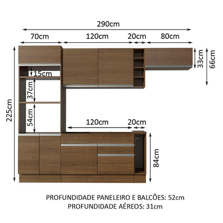 Cocina Integral Safira Glamy Marron 290x225cm sin Mesón y sin Pozuelo - COCINAS | Bylmo