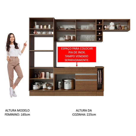 Cocina Integral Safira Glamy Marron 290x225cm sin Mesón y sin Pozuelo - COCINAS | Bylmo