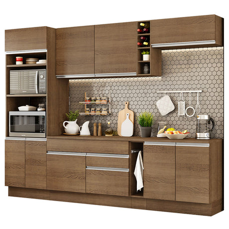 Cocina Integral Vicenza Glamy Marron 290x225cm con Mesón y sin Pozuelo - COCINAS | Bylmo