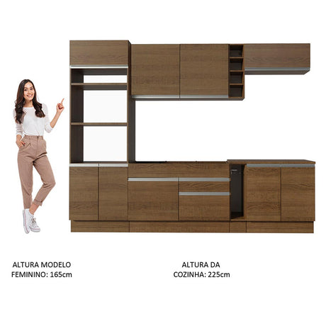 Cocina Integral Vicenza Glamy Marron 290x225cm con Mesón y sin Pozuelo - COCINAS | Bylmo