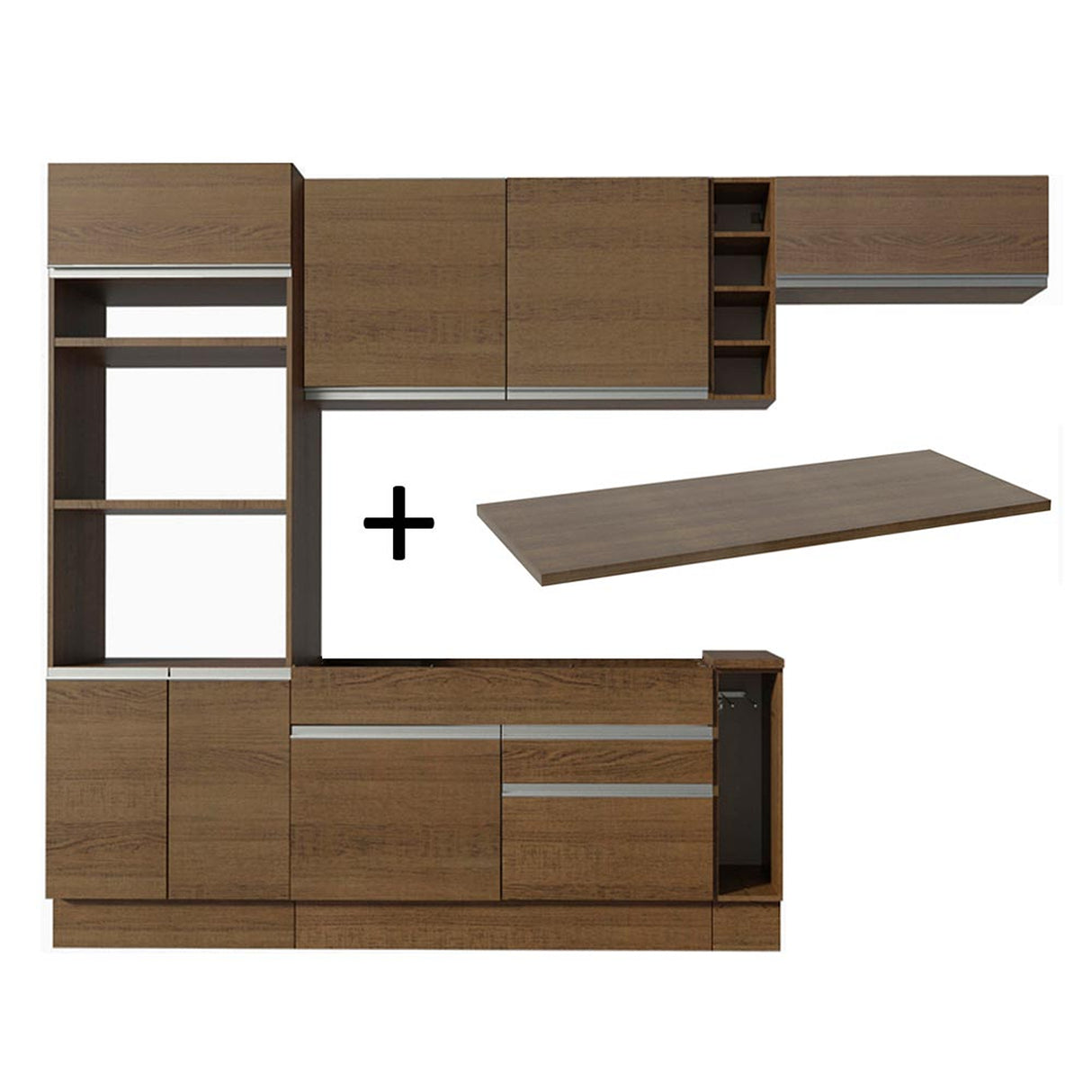 Cocina Integral Safira Glamy Marron 290x225cm con Mesón y sin Pozuelo - COCINAS | Bylmo