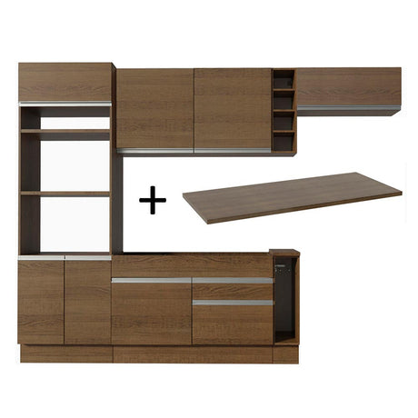 Cocina Integral Safira Glamy Marron 290x225cm con Mesón y sin Pozuelo - COCINAS | Bylmo