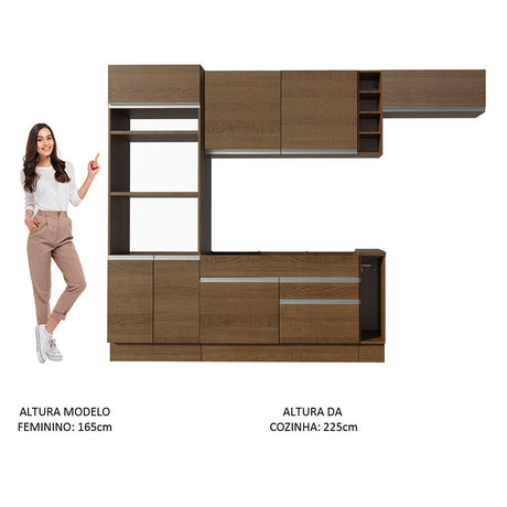 Cocina Integral Safira Glamy Marron 290x225cm con Mesón y sin Pozuelo - COCINAS | Bylmo