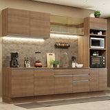 Cocina Integral Glamy Marron 310x225cm con Mesón y sin Pozuelo - COCINAS | Bylmo
