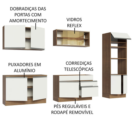 Cocina Integral Glamy Marron y Blanco 310x225cm con Mesón y sin Pozuelo - COCINAS | Bylmo