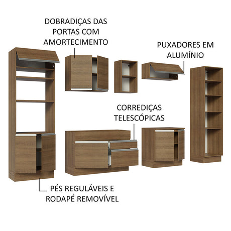 Cocina Integral Glamy Marron 330x225cm con Mesón y sin Pozuelo - COCINAS | Bylmo