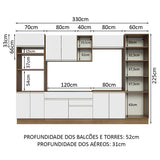 Cocina Integral Glamy Marron y Blanco 330x225cm con Mesón y sin Pozuelo - COCINAS | Bylmo