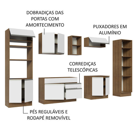 Cocina Integral Glamy Marron y Blanco 330x225cm con Mesón y sin Pozuelo - COCINAS | Bylmo