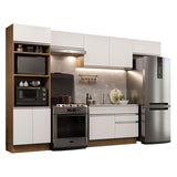 Cocina Integral Glamy Marron y Blanco 350x225cm con Mesón y sin Pozuelo - COCINAS | Bylmo