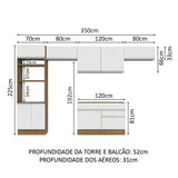 Cocina Integral Glamy Marron y Blanco 350x225cm con Mesón y sin Pozuelo - COCINAS | Bylmo