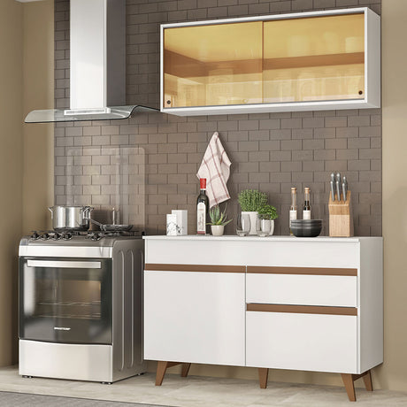 Cocina Integral Reims Blanco 120x210cm con Mesón y sin Pozuelo - COCINAS | Bylmo