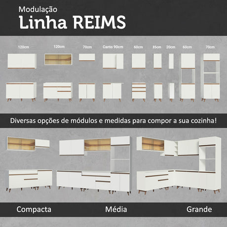 Cocina Integral Reims Blanco 120x210cm con Mesón y sin Pozuelo - COCINAS | Bylmo
